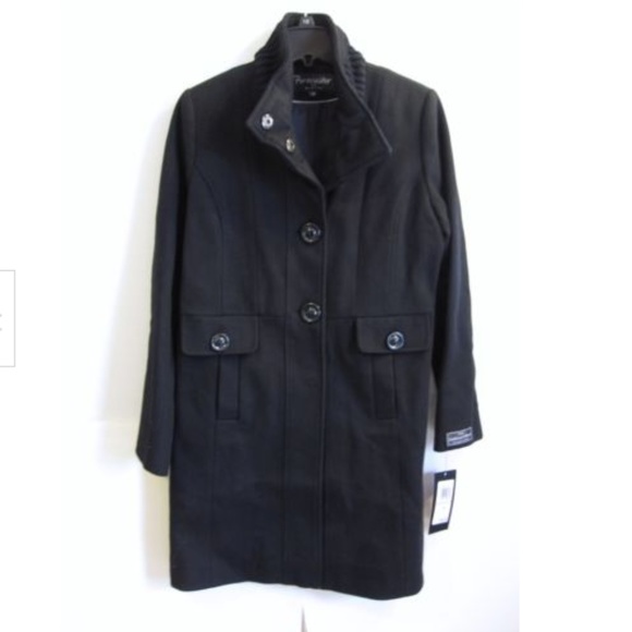 Forecaster Long Black Wool Blend Coat Size 10 M - Picture 1 of 3